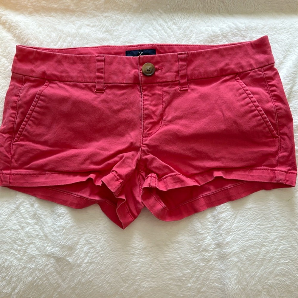 American Eagle cotton twill shortie shorts.